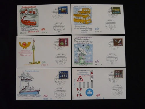 set of 6 FDC IVA Munchen conference on transports Germany 1965