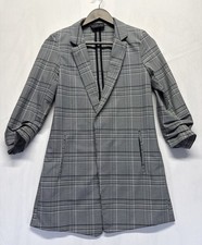 Rachel Zoe Blazer Jacket Womens 16 Petite Black White Houndstooth Plaid Business