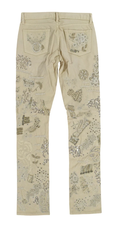 Pantalones de mezclilla Ralph Lauren etiqueta púrpura metal adornado algodón 4 nuevos $8000 Foto 3 de 4