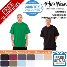 🔥 Shaka Wear Men Max Heavyweight T-Shirt Heavy-duty knitting Up To 5XL SHMHSS