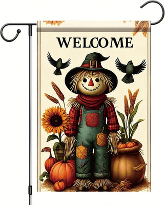 12X18 Inch Autumn Scarecrow Thansgiving Garden Flag Fall Welcome Banner Harvest