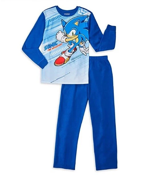 SONIC The Hedgehog Pajamas Boy s size 7 8 NeW 2 Piece Fleece Shirt