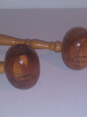 Wooden Gavel Salt & Pepper Shakers- Grom Ft. Worth Texas- Used