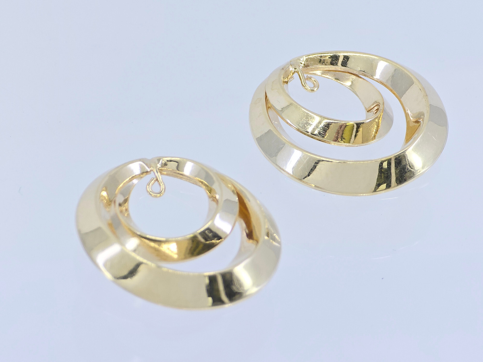 SOLID 14K GOLD DOUBLE HOOP EARRING JACKETS ~ 1" /… - image 16