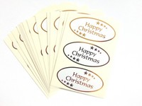 Happy Weihnachten Sticker GläNzend Gold Auf Weiß - Etiketten FüR Karten Umschlag