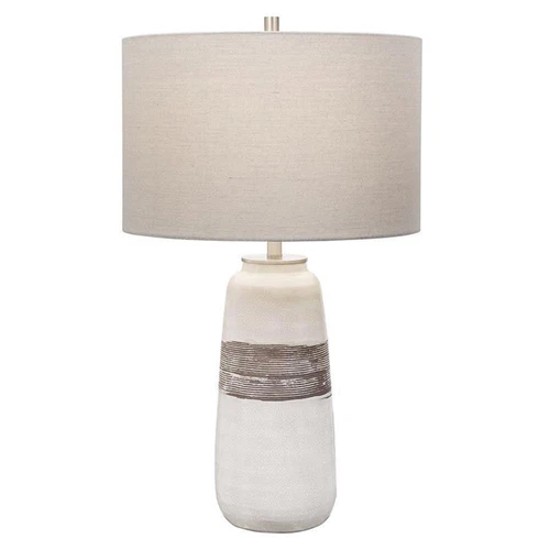 Uttermost Comanche Transitional Ceramic and Steel Table Lamp in White - Picture 2 of 10