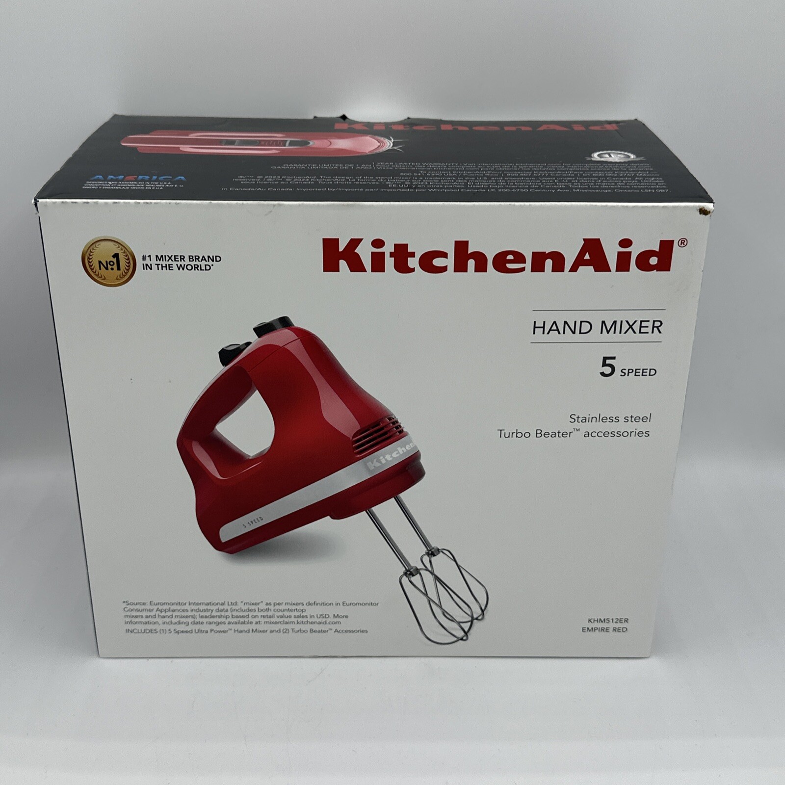 KitchenAid KHM512ER Ultra Power 5Speed Hand Mixer Empire Red NEW