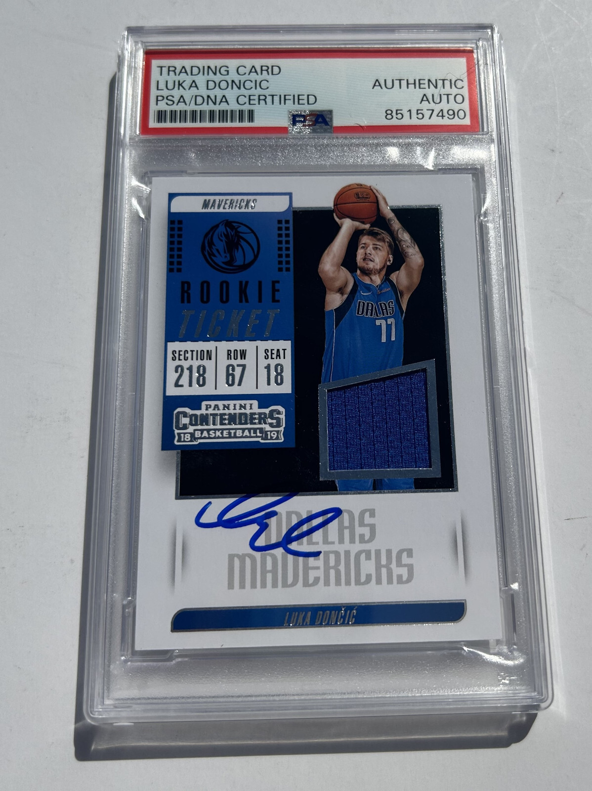 2018 Luka Doncic Rookie Rc Panini Contenders Jersey Patch Auto Lakers PSA/DNA