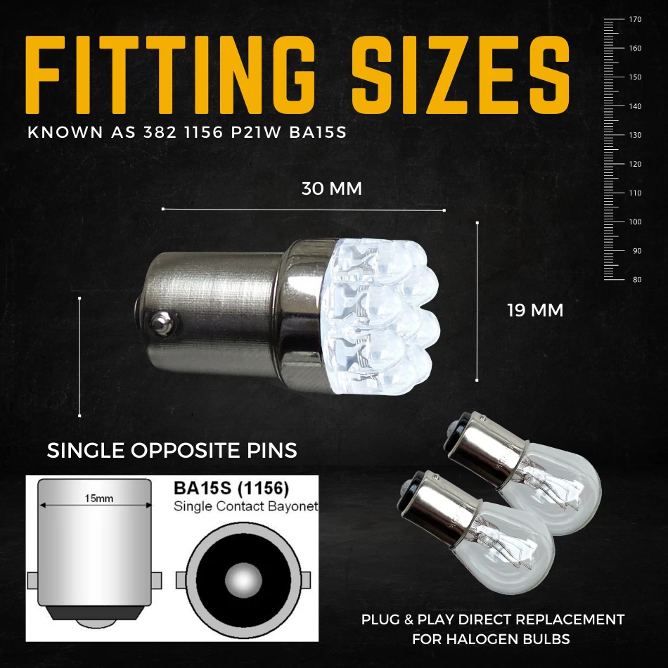 2x P21w Ba15s Reverse 9 Led Xenon White Vw Golf Mk4 IV Rear Tail Light Bulbs - Image 3 of 4