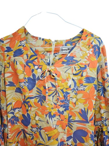 VTG 70s Young Edwardian Dress Sz Small Bell Sleeve Retro Floral Hippie - Picture 2 of 8