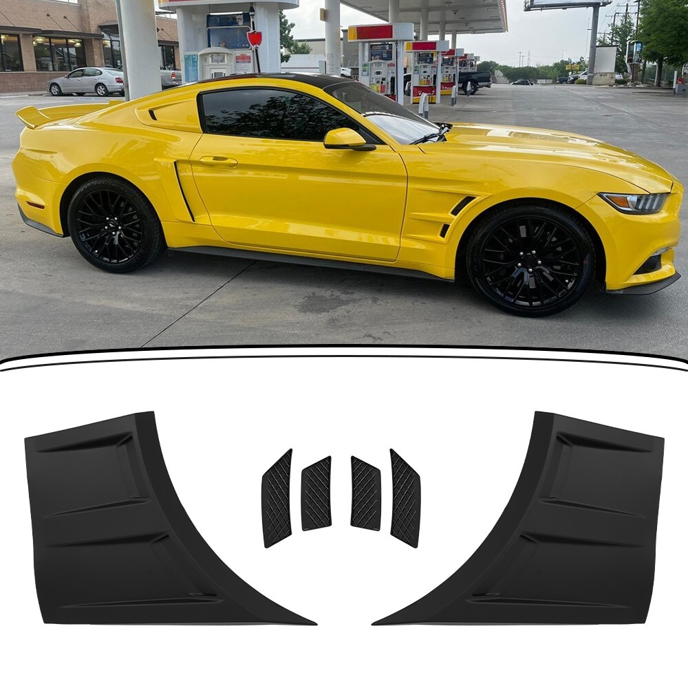 2pcs Fit 24-25 Ford Mustang 3D-Type Front Fender Side Vent Cover Matte Black ABS