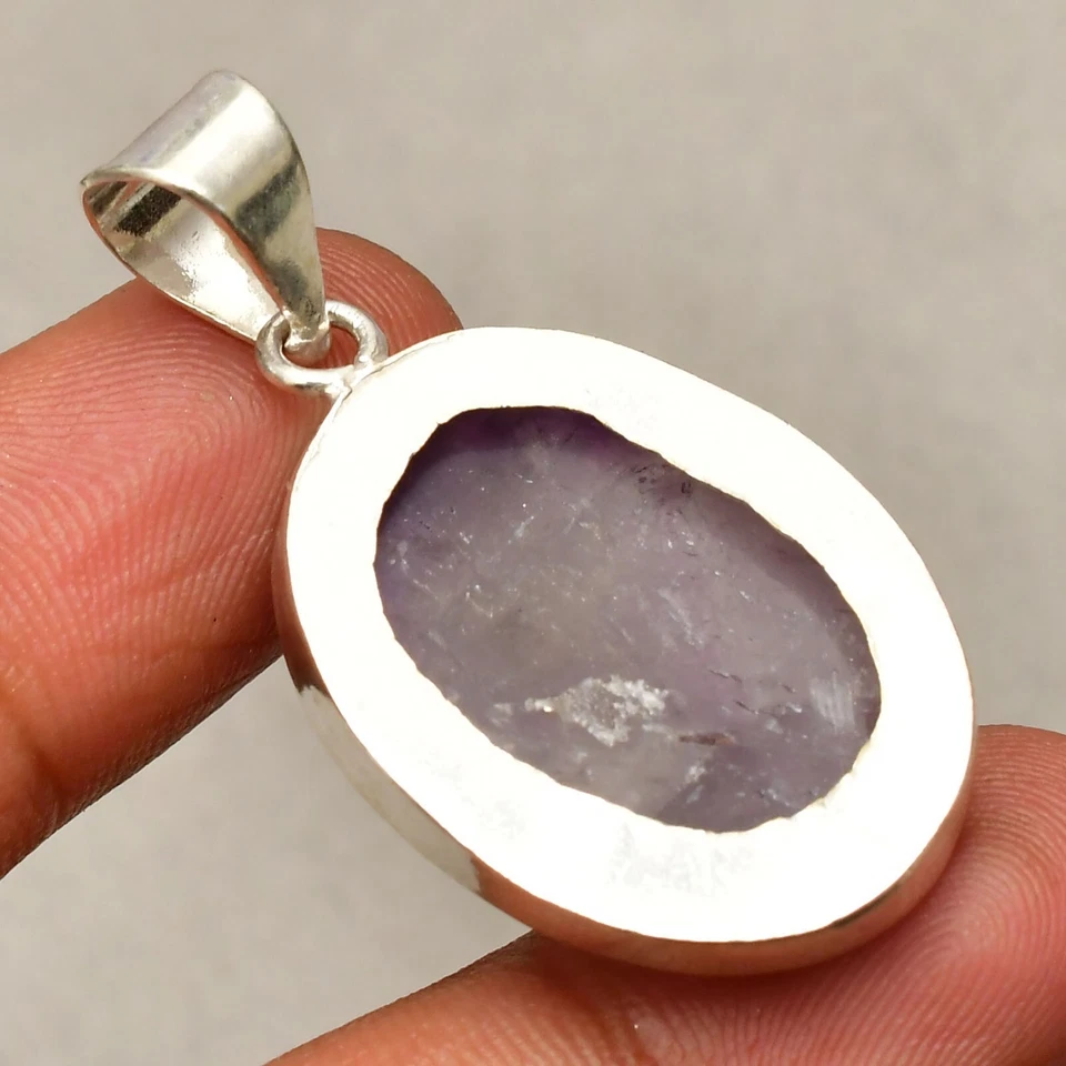 Ciondolo gioiello fatto a mano in argento sterling 925 con pietra preziosa am... - Immagine 4 di 4