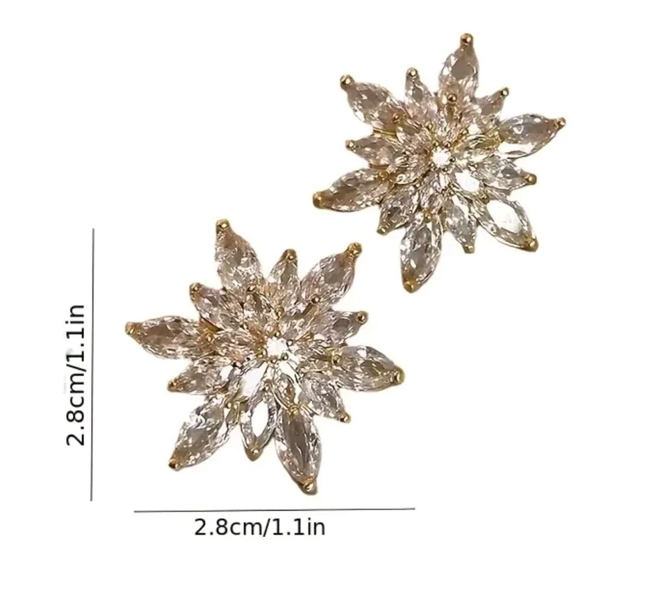 Snowflake earrings Christmas fashion jewelry NEW Free Ship 1 inch - Image 2 of 2