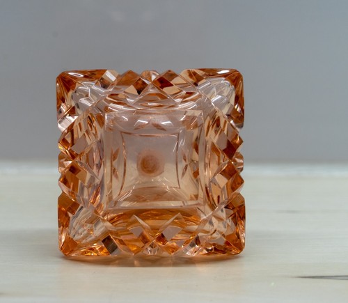 Antique Art Deco Czech Pink Crystal Perfume Bottle 4 1/8" Tall - Picture 6 of 14