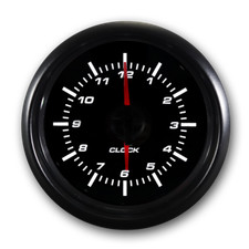 Mgs 52mm 2-116 Electrical Clock Gauge 12 Hour Format White Led Black Bezel