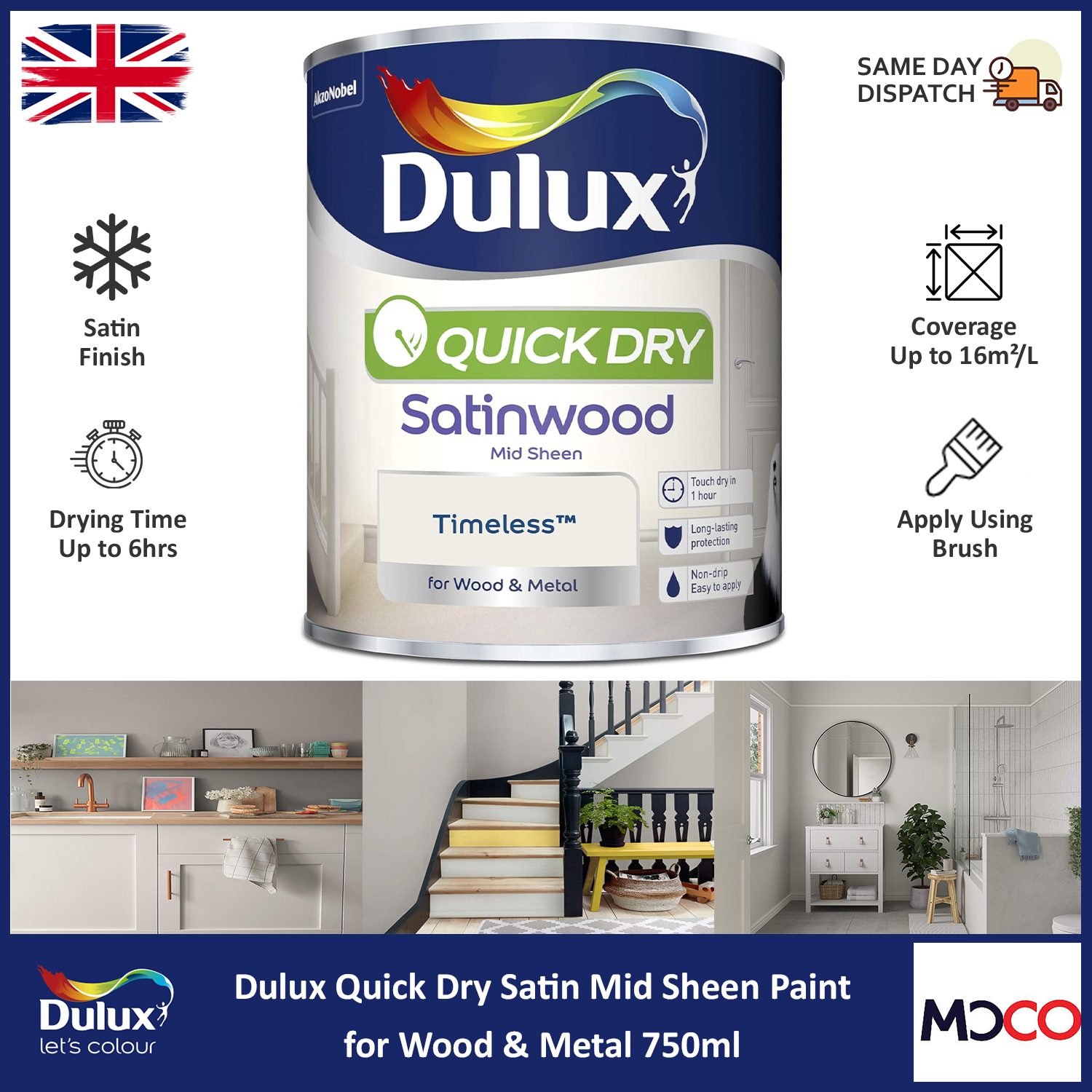 Dulux Quick Dry Paint Satinwood Non Drip For Interior Wood Metal Mid