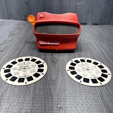Vintage Red / Orange Viewmaster 3D View-Master Viewer With 2X Sesame Street Reel