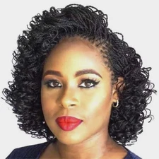 Short Black Bob Synthetic Braided Wigs Dreadlock Braids Wig for Women Party 