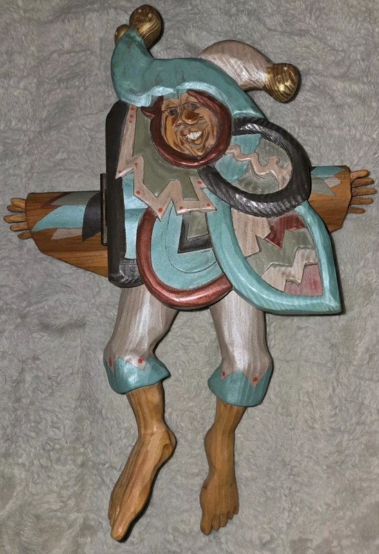 R.A. Pitz Wooden Jester Folk Wall Art Sculpture