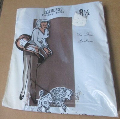 Vintage 1960s Nylons of Distinction SEAMLESS Evening Sheer STOCKINGS size 8 1/2