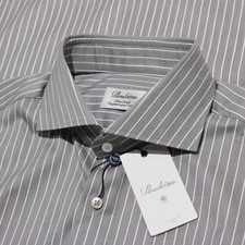 Stenstroms NWT Dress Shirt Size 16 41 Fitted in Gray  White Stripes 100 Cotton