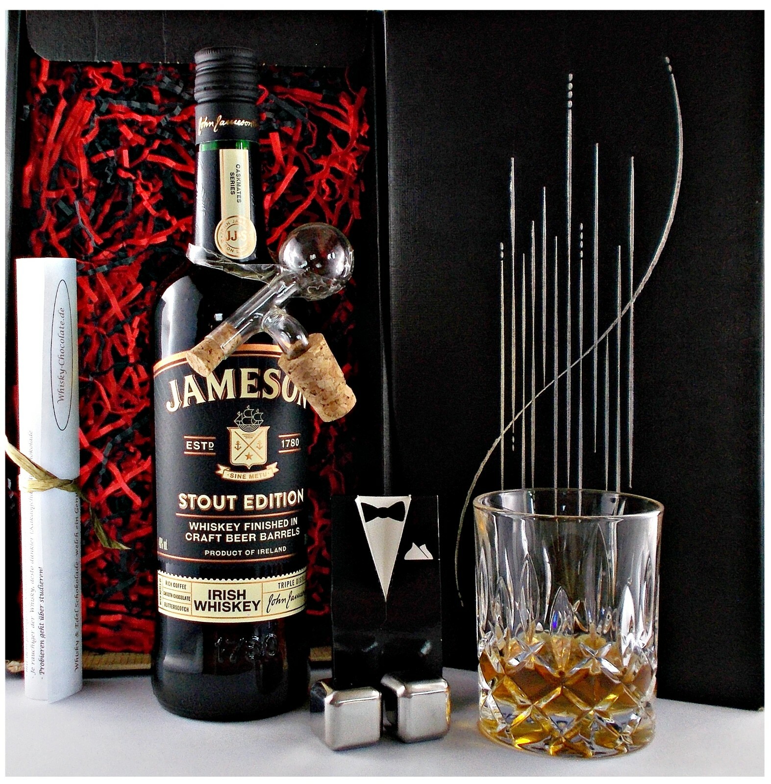 Jameson Caskmates irischer Whiskey + Portionierer + Glas +2 Kühlsteine Geschenk