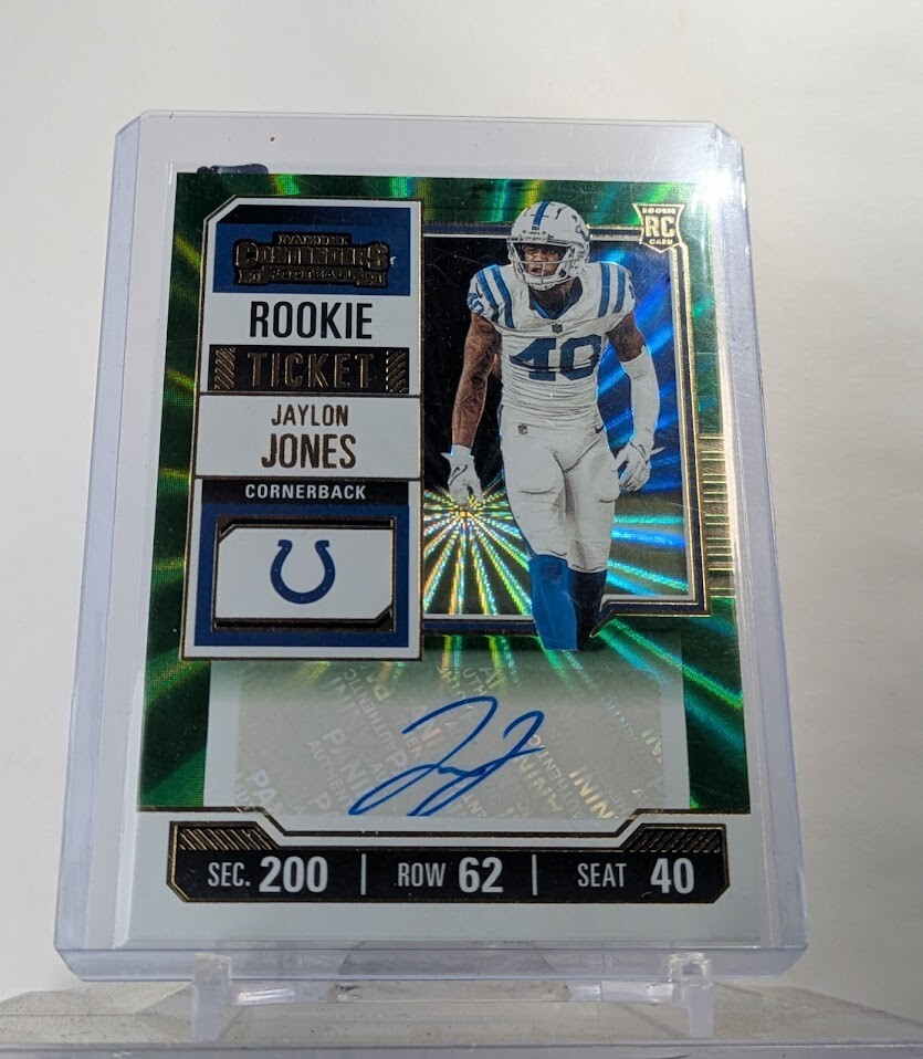 2023 Panini Contenders #243 Jaylon Jones Opening Kickoff (Green Laser) Ticket