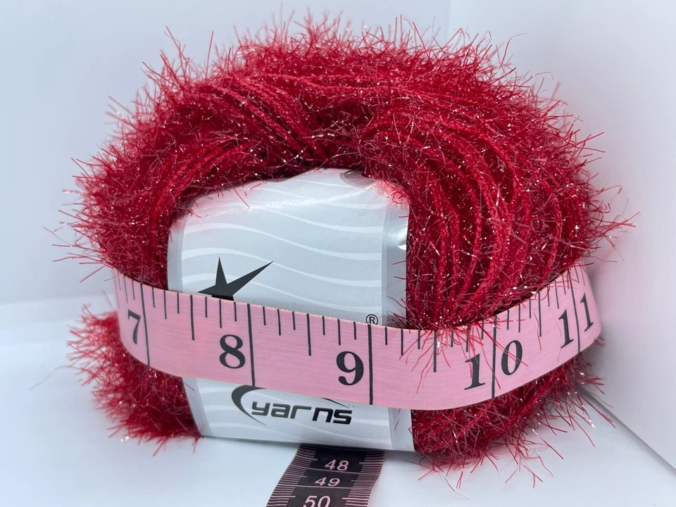 Sparkle Soft Dark Red 68319 Ice Yarns Metallic Lurex Nylon Eyelash Yarn 50g 153y - Image 3 of 4