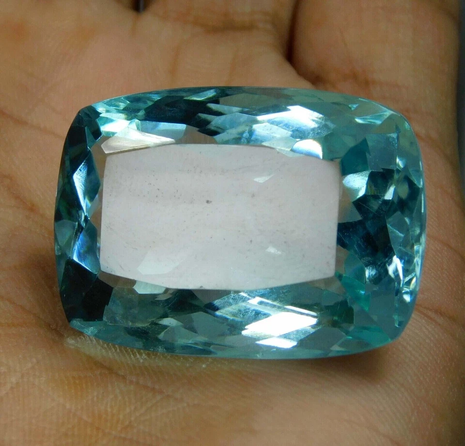 72.50ct. Aquamarine Madagascar Ocean Green Cushion Shape Loose Gemstone for Gift - Image 2 of 4