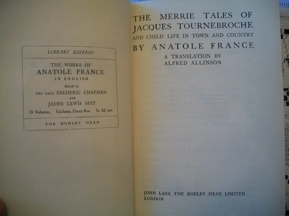 The Merrie Tales of Jacques Tournebroche (Anatole France, 1924 Hardcover) No DJ Foto 2 de 4