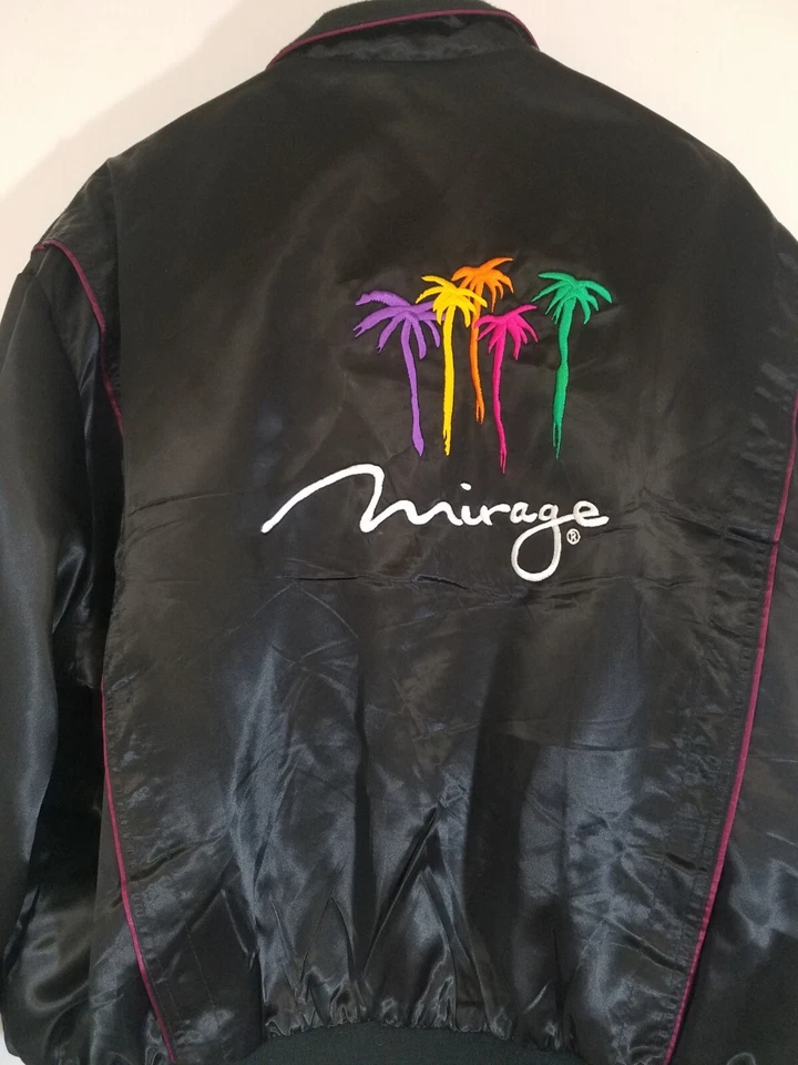 Mirage Treasure Island Bomber Jacket XXXL Reversible Black Burgundy Satin 3134 - Image 2 of 4