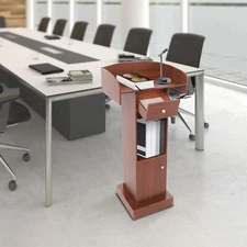 23.6*16.5*48.8" MDF Dark Brown Conference Podium Presentation Stand Freestanding