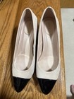 Cole Haan Women’s Suede Pumps Beige/Black Cap Toe Pointed Block Heel 9 — photo 2