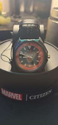 #ad Citizen Eco Drive Tony Stark Quartz Black Red Dial 43mm Leather Strap 50m $325.00