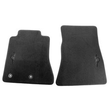 Ford Floor Mats Carpeted Front Black W Black Running Pony Logo Pair Mustang 15- Ford Floor Mats Carpeted Front Black W Black Running Pony Logo Pair Mustang 15-