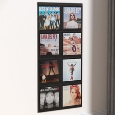 Vinyl Record Holder Wall Mount, Record Wall Display for Vinyl 8 Grids Black