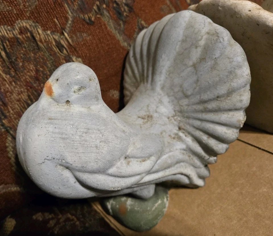 2 palomas palomas tampón cola fantasma hormigón cemento de colección Foto 4 de 4