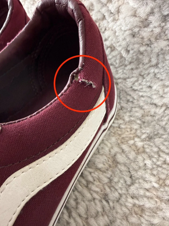 Vans Sz 9 Low Top Canvas Burgundy Lace Up Shoes Skateboarding Casual Flat 500714 - Image 2 of 4