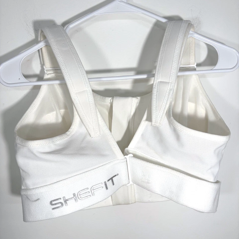 SHEFIT 2Luxe Ultimate Sports Bra White Front Zip Moisture Wicking High Impact 2X - Image 2 of 4