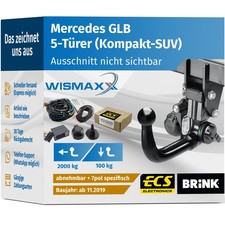 ANHÄNGERKUPPLUNG für Mercedes GLB ab 19 vert. abnehmbar BRINK +7pol ESatz ECS