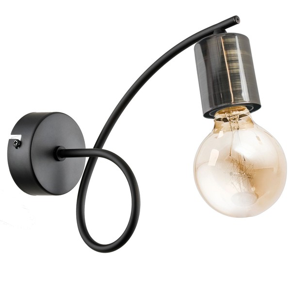 Wandleuchte Schwarz Schlafzimmer Elegant Stilvoll E27 B:8 Cm Wandlampe Flur-image