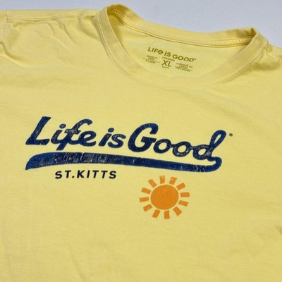 Life Is Good Shirt Mens XL Yellow Crusher St Kitts Sun Graphic T