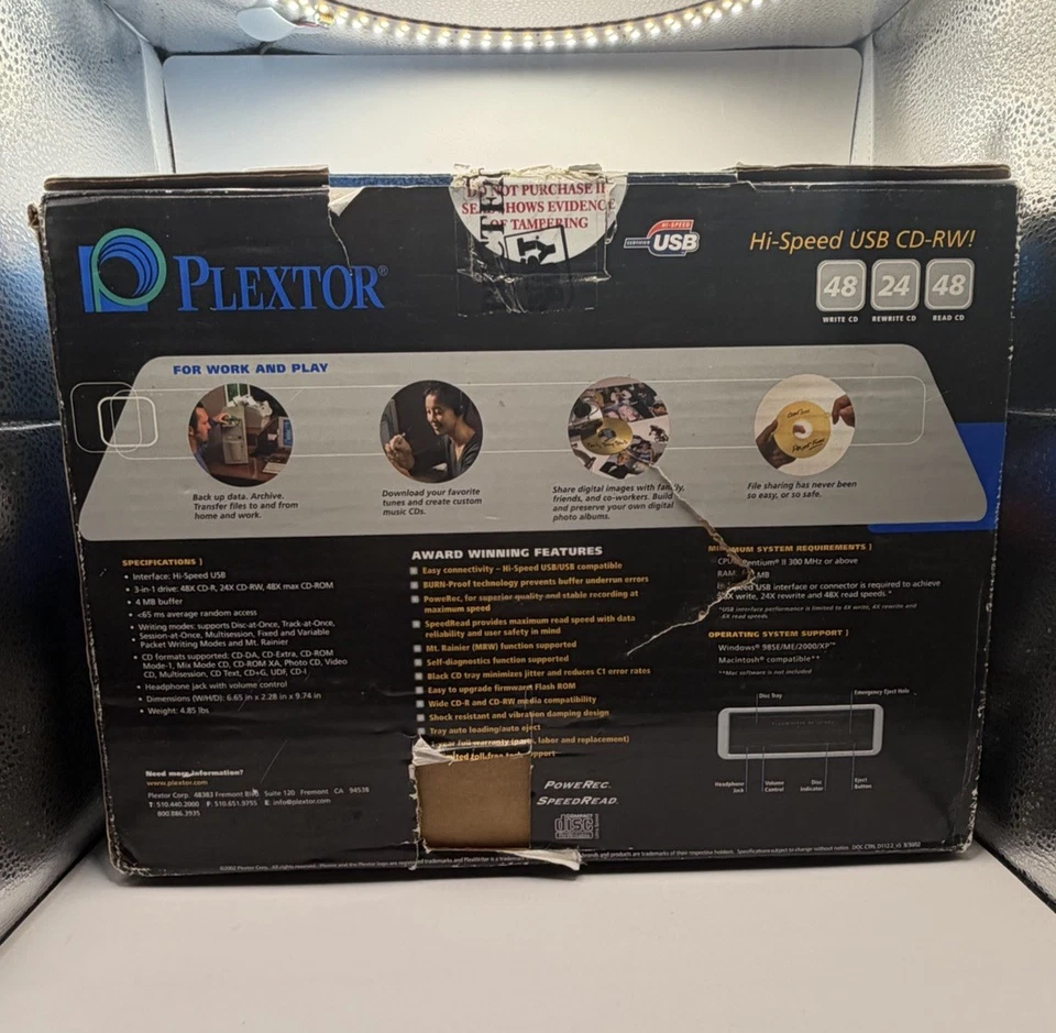 Plextor Plexwriter 48/24/28U USB 2.0 Hi-Speed CD-RW External Drive PX-W4824TU  - Image 2 of 4