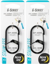 Nite Ize G-Series Dual Chamber Stainless Steel Carabiner 3 - Black 2-Pack 