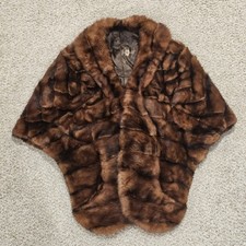Vintage Mink Fur Stole Wrap Shawl Jacket with Satin Lining