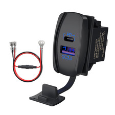 USB Rocker Switch 12V Waterproof USB C QC 3.0 Dual Ports Outlet PD