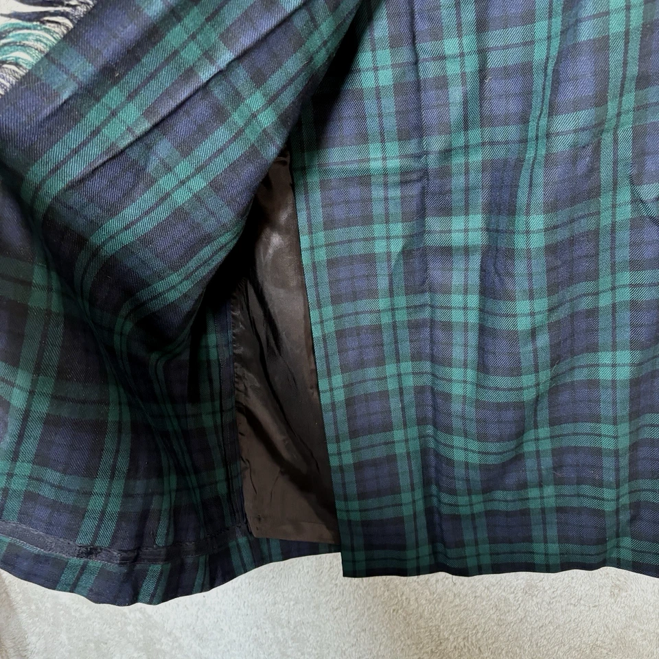Винтажный 90-х синий зеленый клетку Tartan макси надежном юбка Sz 6 маленький опрятный бахрома читать - Изображение 4 из 4