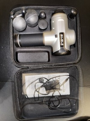 BIUBLE Cordless Massage Gun Silver Black 5 Heads with Carrying Case