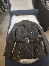 Vintage Women's Brown Distressed Leather Jacket, Size Medium.