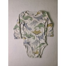 Carter's Bodysuit Baby 18m White Dinosaur Print Long Sleeve Cotton Snap Bottom
